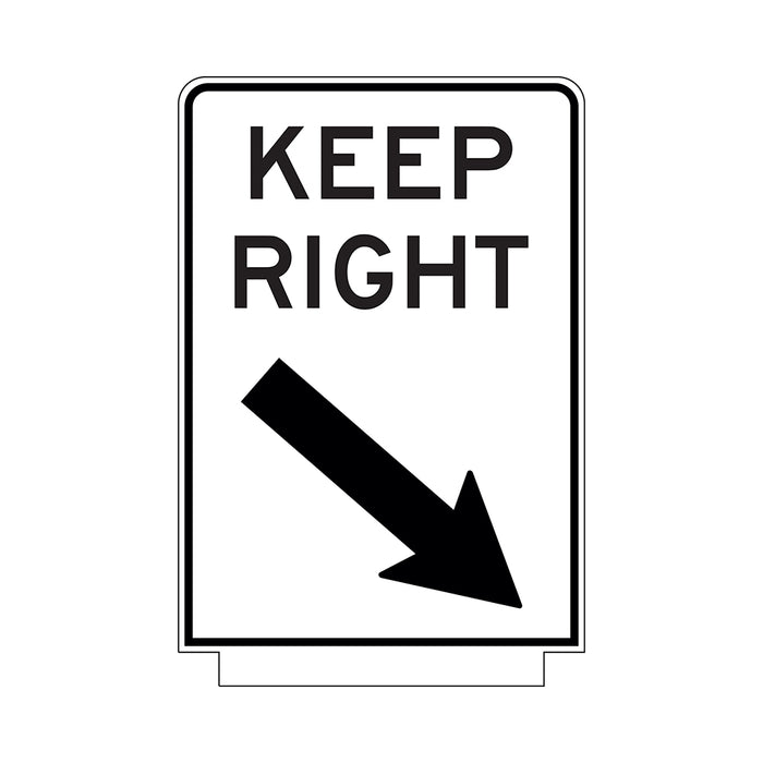 Keep Right, Adbase Sign, 900 x 600mm Aluminium Class 1 Reflective