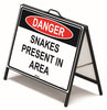 Metal Faced A-Frame, Landscape, 600 x 450mm, Double Sided, Danger Snakes Present In This Area