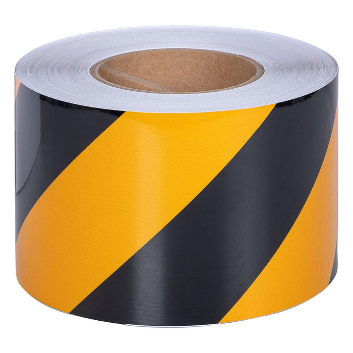 Black/Yellow Adhesive Reflective Tape, Class 2, 100mm x 45.7m