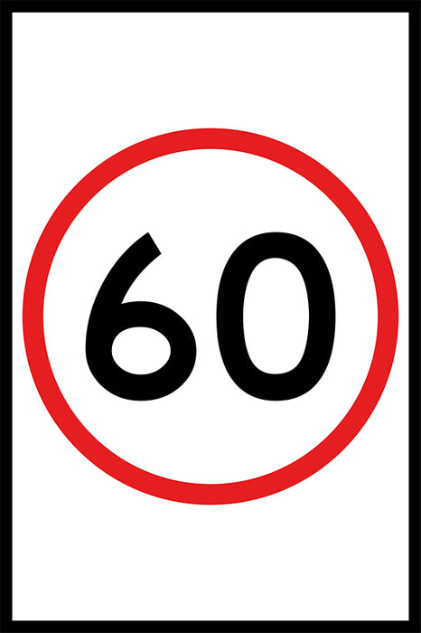 60 Speed Limit (PORTRAIT), 1200 x 900 Boxed Edge, Metal Class 1 Reflective