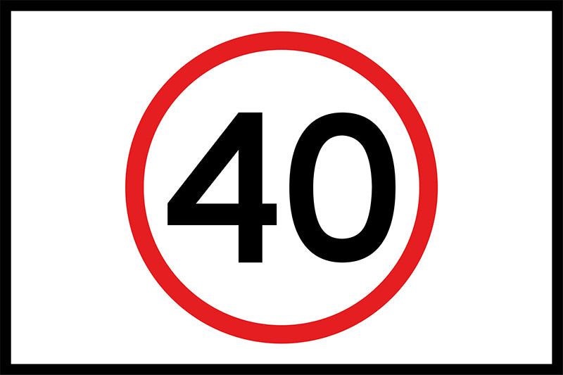 40 Speed Limit, 1200 x 900 Boxed Edge, Metal Class 1 Reflective