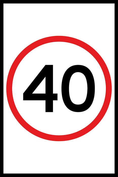 40 Speed Limit (PORTRAIT), 900 x 600mm Boxed Edge, Metal Class 1 Reflective