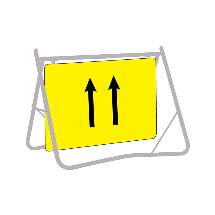 Lane Status (2 Lane Arrows), 900 x 600mm Metal, Class 1 Reflective, Swing Stand