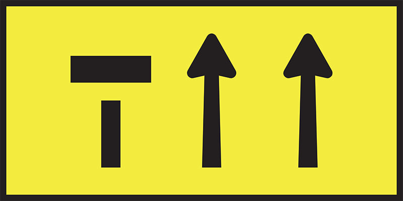 Left Lane Closed (2 Lanes In Direction Of Travel), 1800 x 900 Boxed Edge, Metal Class 1 Reflective