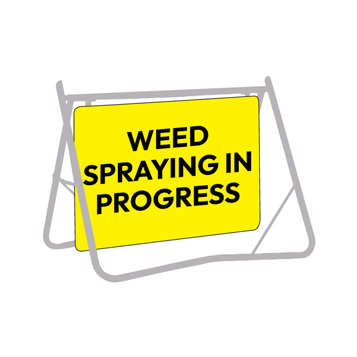 Weed Spraying in Progress (Text), 900 x 600mm Metal, Class 1 Reflective, Swing Stand