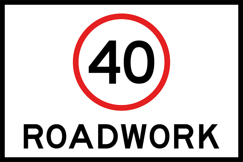 40 Roadwork, 900 x 600mm Boxed Edge, Metal Class 1 Reflective