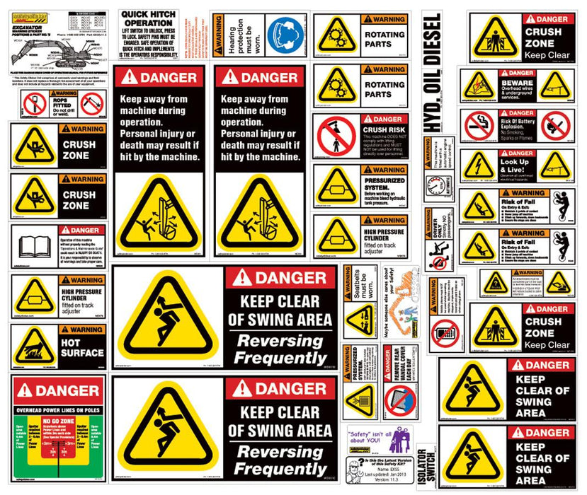 Machinery Sticker Kit, Excavator (13t to 25t)