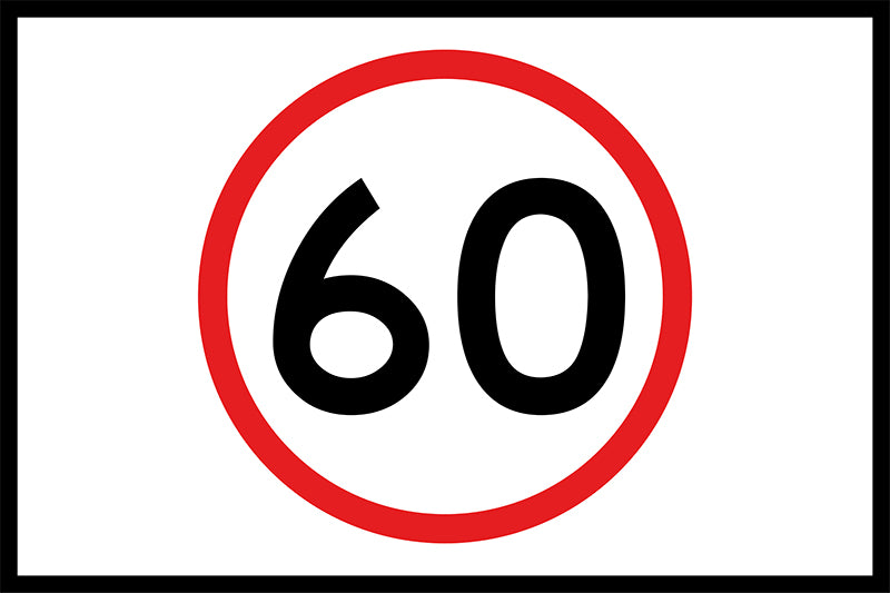 60 Speed Limit, 900 x 600mm Boxed Edge, Metal Class 1 Reflective