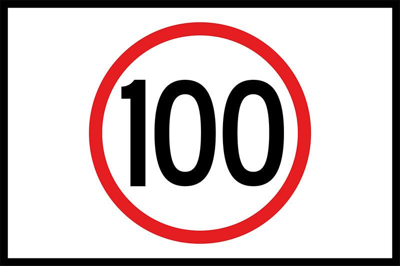 100 Speed Limit, 1200 x 900 Boxed Edge, Metal Class 1 Reflective