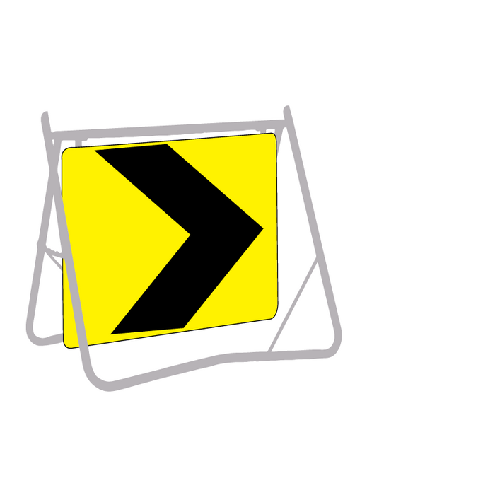 Hazard Warning Marker (Chevron), 600 x 600mm Metal, Class 1 Reflective, Swing Stand