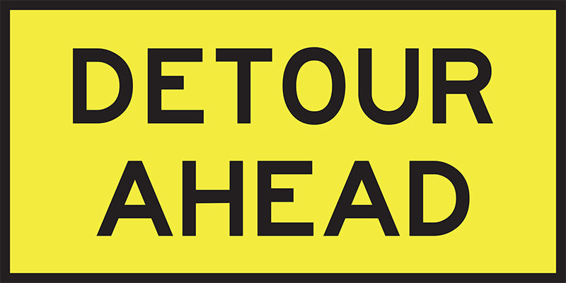 Detour Ahead, 1800 x 900 Boxed Edge, Metal Class 1 Reflective