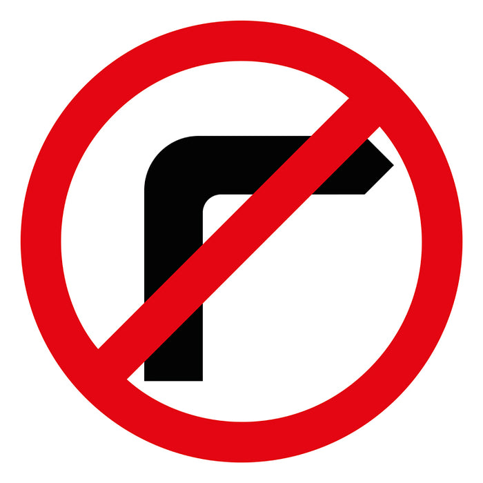 No Right Turn Picto, Multi Message 600 x 600mm Corflute, Class 1 Reflective