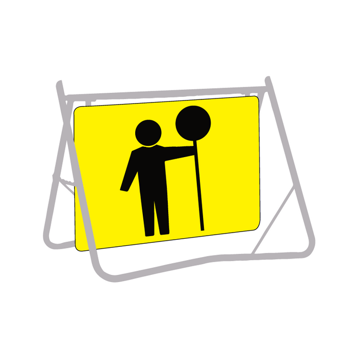 Symbolic Traffic Controller (Yellow), 900 x 600mm Metal, Class 1 Reflective, Swing Stand