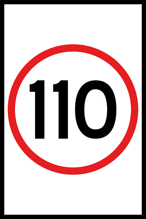 110 Speed Limit (PORTRAIT), 900 x 600mm Boxed Edge, Metal Class 1 Reflective