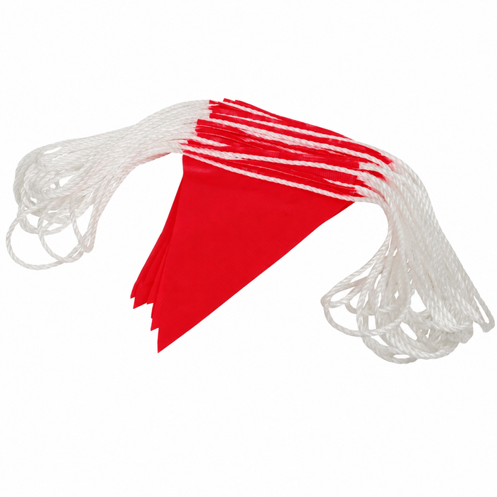 Red Safety Flag on Rope, 30m roll