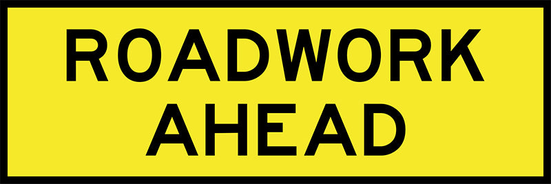 Roadwork Ahead, 2400 x 900 Boxed Edge, Metal Class 1 Reflective