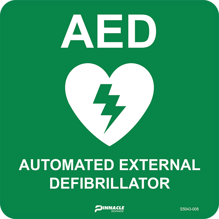 AED Automated External Defibrillator (With Picto) 225 x 225mm Off Wall