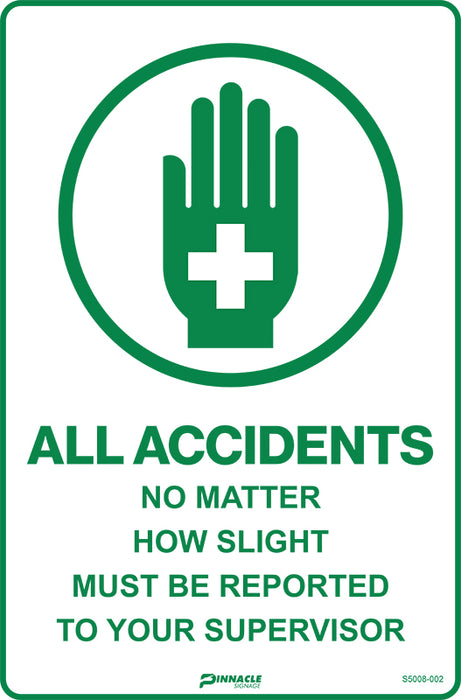 All Accidents No Matter How Slight Must Be Reported To Your Supervisor