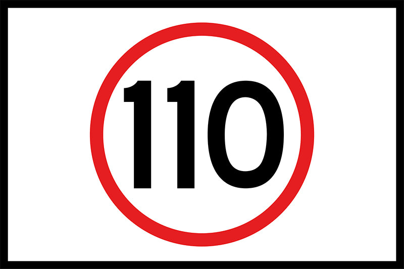 110 Speed Limit, 900 x 600mm Boxed Edge, Metal Class 1 Reflective