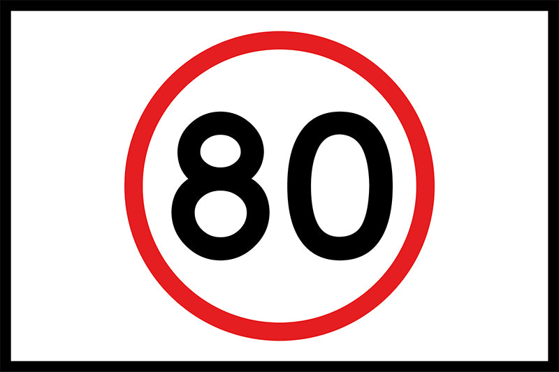 80 Speed Limit, 900 x 600mm Boxed Edge, Metal Class 1 Reflective