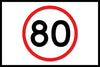 80 Speed Limit, 900 x 600mm Boxed Edge, Metal Class 1 Reflective