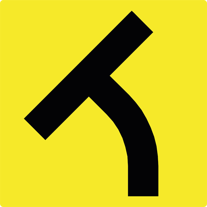 T Intersection On Left Curve (Symbolic), Multi Message 600 x 600mm ...