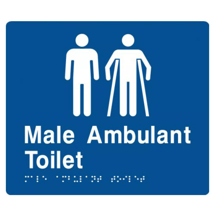 Braille Sign, Male Toilet & Male Ambulant Toilet, 210 x 180mm, Blue/White PVC