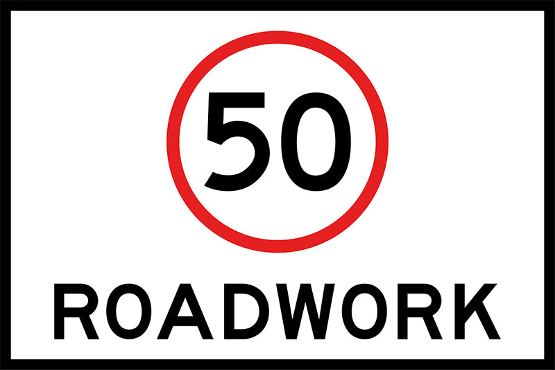 50 Roadwork, 900 x 600mm Boxed Edge, Metal Class 1 Reflective