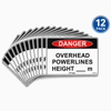 Danger Overhead Powerlines Height__m, 600 x 400mm Corflute, Pack/12