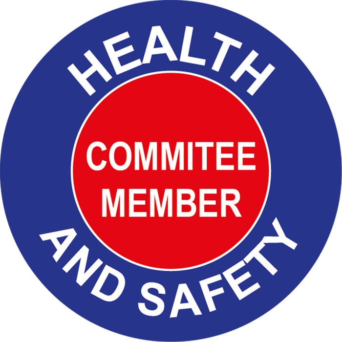 Health & Safety Committee Member, 50mm Round Hardhat Stickers, Pack/12