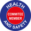 Health & Safety Committee Member, 50mm Round Hardhat Stickers, Pack/12