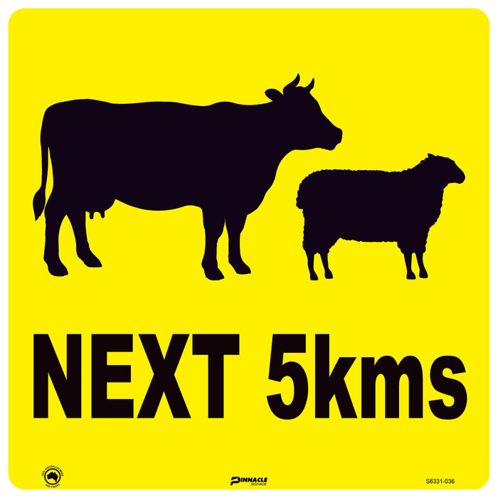 Stock (Sheep & Cattle Picto) Next 5km Sign