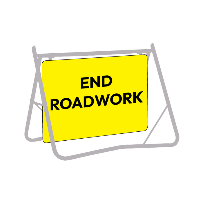 End Roadwork, 900 x 600mm Metal, Class 1 Reflective, Swing Stand