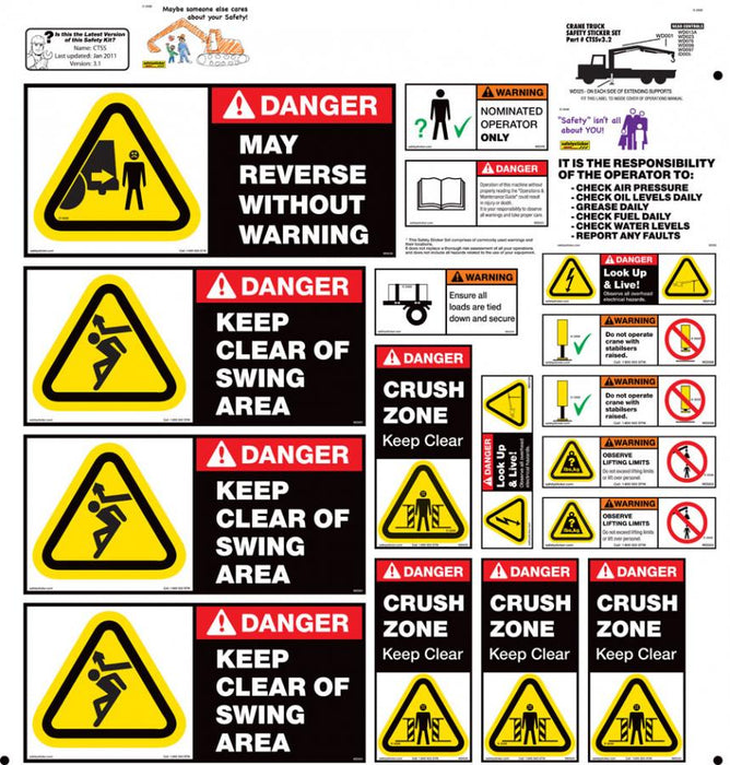 Machinery Sticker Kit, Crane - Truck Mounted