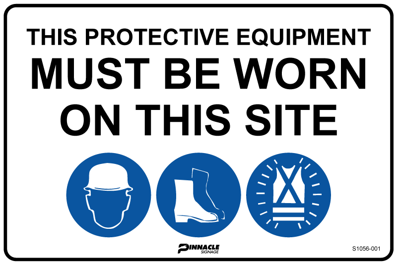 Combination Mandatory Sign, On This Site, Hardhat, Footwear, Hi Vis