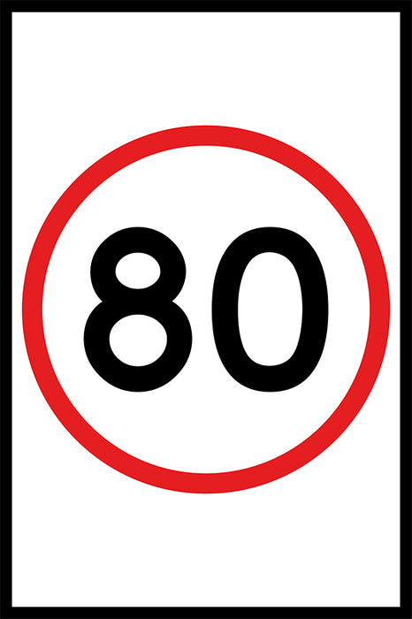 80 Speed Limit (PORTRAIT), 900 x 600mm Boxed Edge, Metal Class 1 Reflective