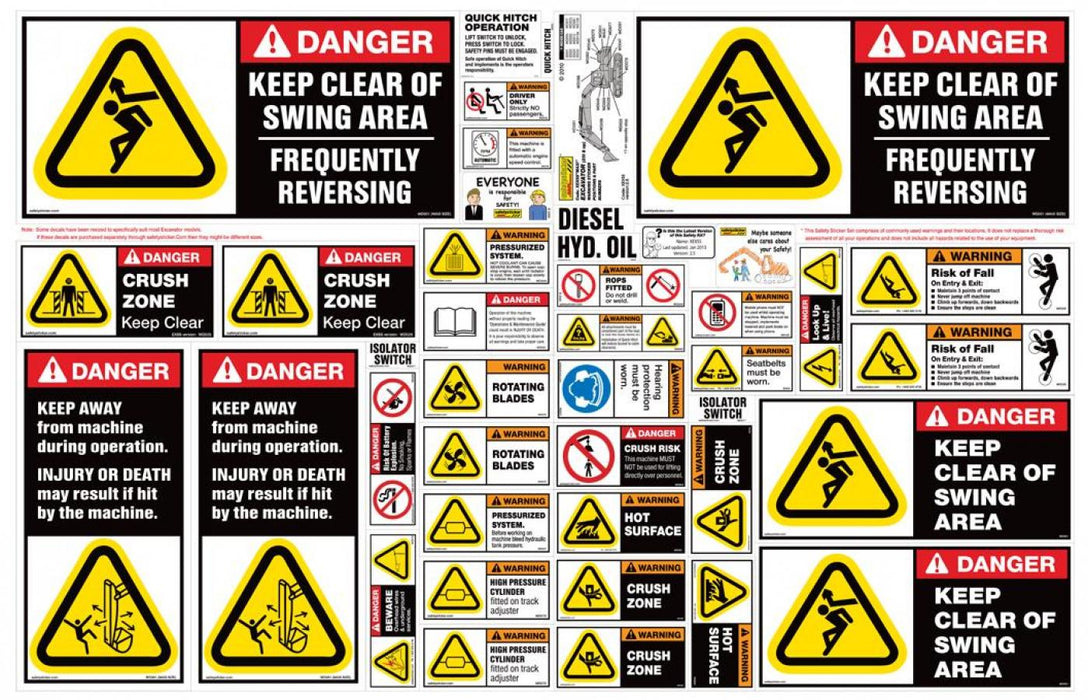 Machinery Sticker Kit, Large Excavator (30t Plus)