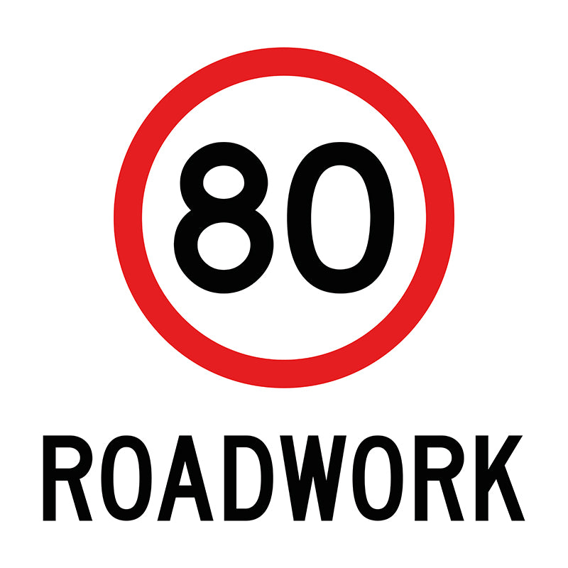 80km/h Roadwork, Multi Message 600 x 600mm Corflute, Class 1 REFL ...
