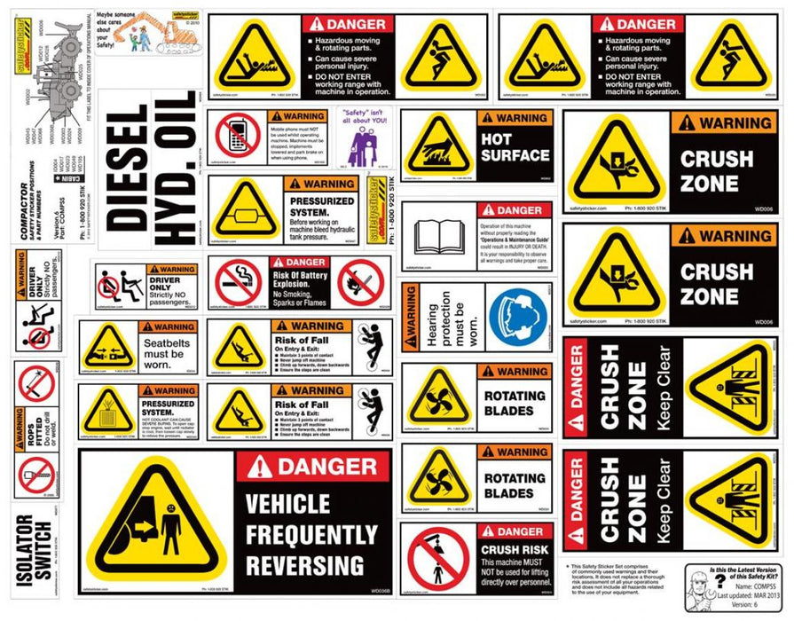 Machinery Sticker Kit, Compactor