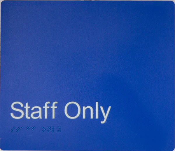 Braille Sign, Staff Only, 210 x 180mm, Blue/White PVC