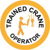 Trained Crane Operator, 50mm Round Hardhat Stickers, Pack/12