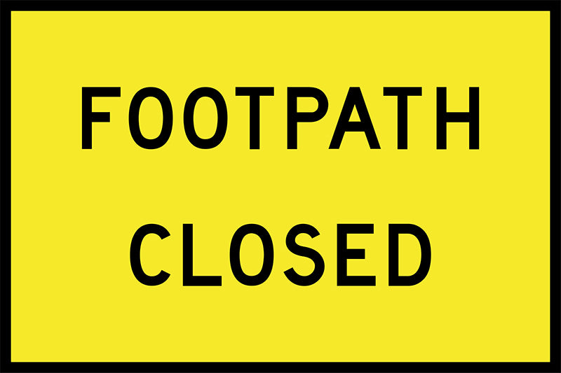 Footpath Closed, 900 x 600mm Boxed Edge, Metal Class 1 Reflective