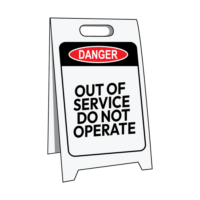 Corflute Sign Stand, Danger Out of Service Do Not Operate, 500 x 300mm