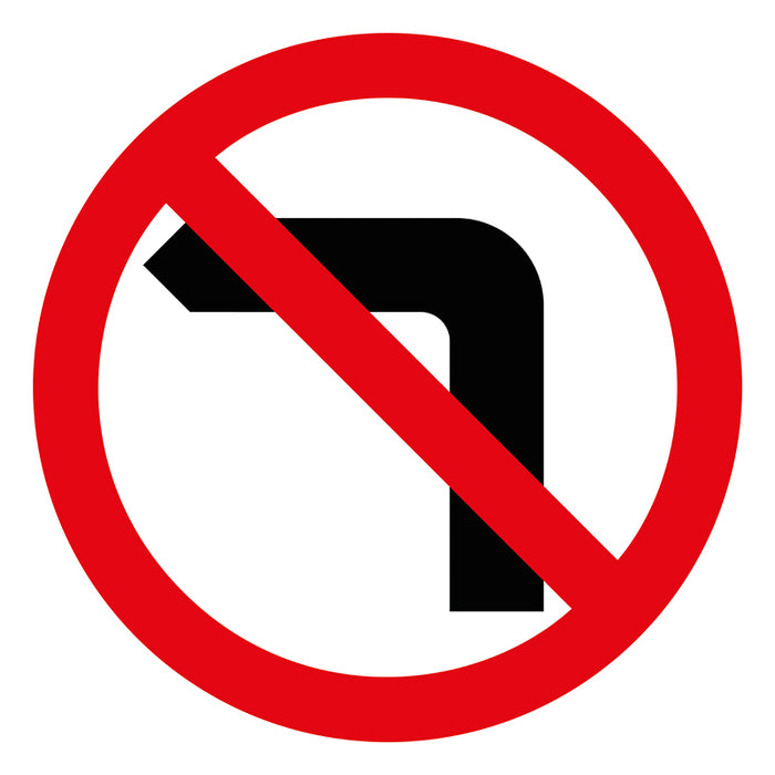 No Left Turn Picto, Multi Message 600 x 600mm Corflute, Class 1 Reflective