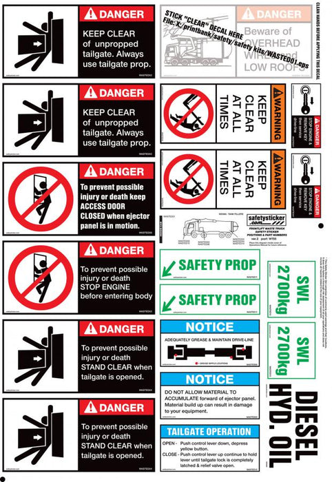 Machinery Sticker Kit, Waste Truck