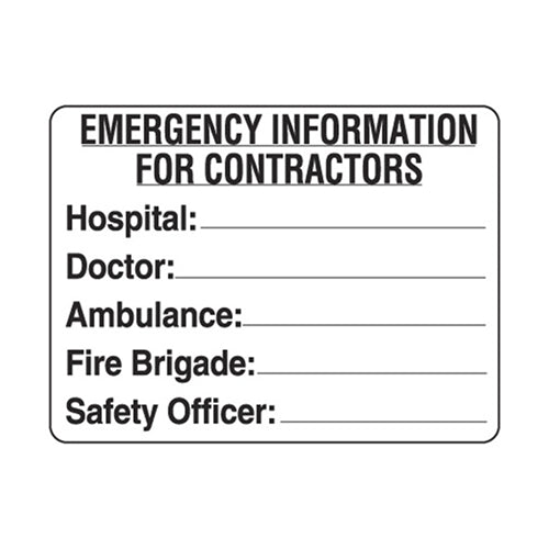 Emergency Information For Contractors