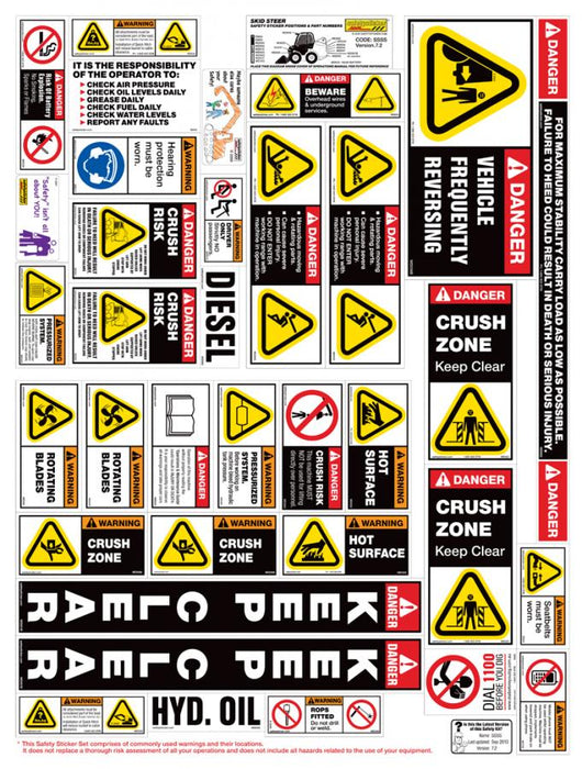 Machinery Sticker Kit, Skid Steer