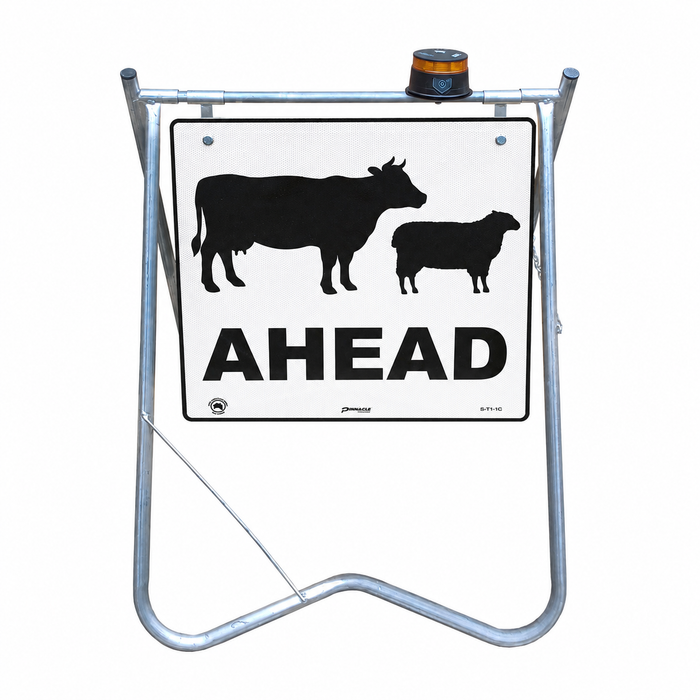Stock Ahead (T1-19C White), 600 x 600mm Metal, CL1 Refl Swing Stand w/Beacon Kit