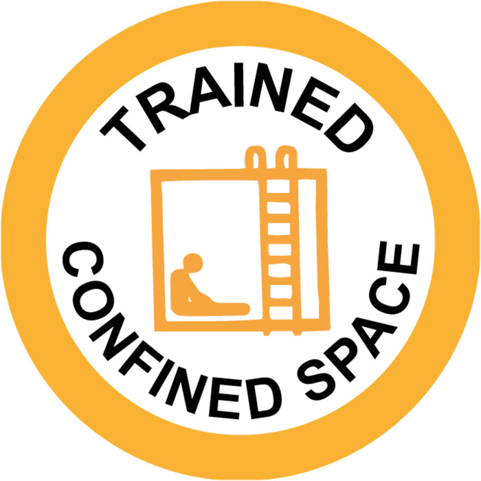 Trained Confined Space, 50mm Round Hardhat Stickers, Pack/12