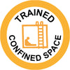 Trained Confined Space, 50mm Round Hardhat Stickers, Pack/12